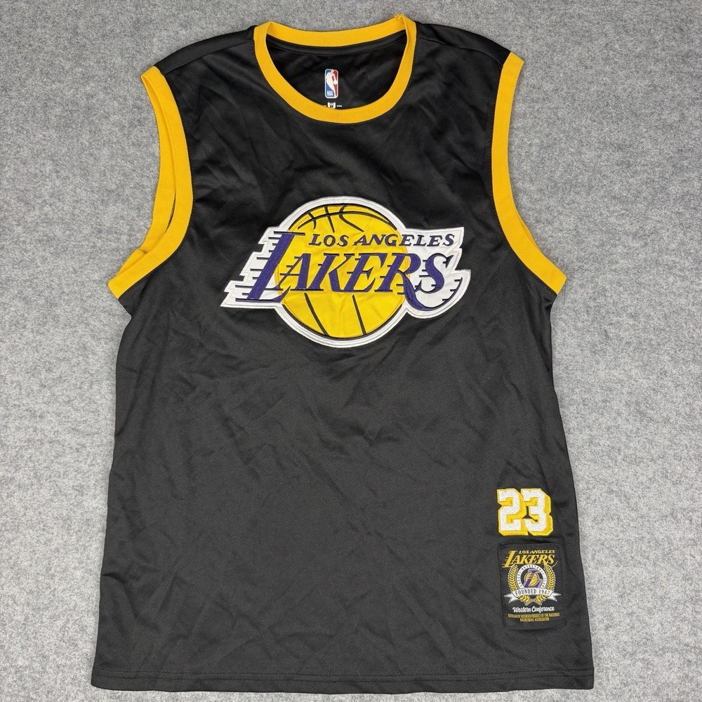LeBron James #23 Los Angeles Lakers Black Gold Basketball Jersey Size M NBA